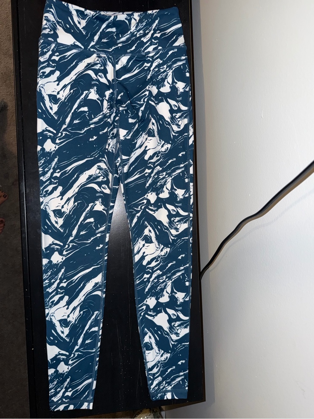 Senita Athletics Blue and White Marble Leggings